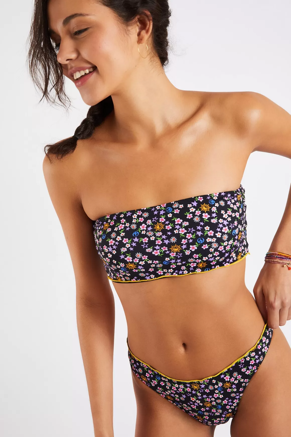 Brassière | Bandeau-Banana Moon Maillot de bain 2 pièces Rocio & Jaya Minidaisy Noir