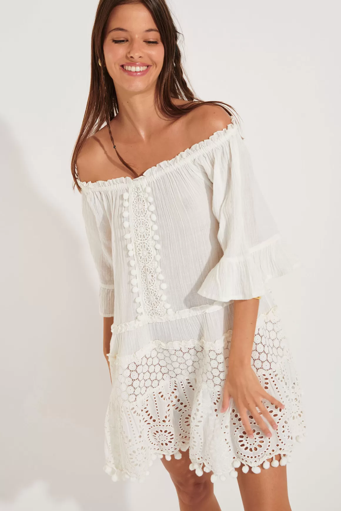 Robes | Tuniques-Banana Moon TUNIQUE BEACHWEAR DALYA SPELLY Ecru